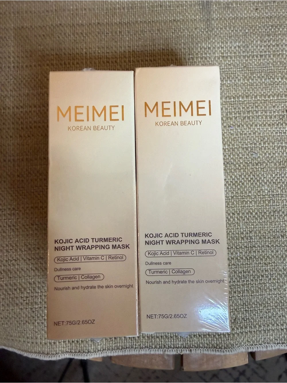 New MEIMEI Kojic Acid Turmeric Night Wrapping Mask - Beige Packaging 2 boxes